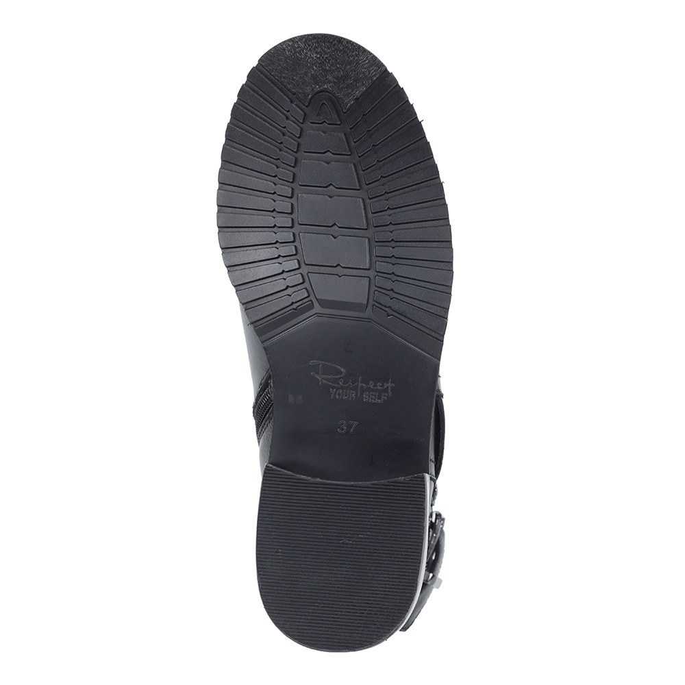 Черные кожаные ботинки с ремешком и пряжкой Respect