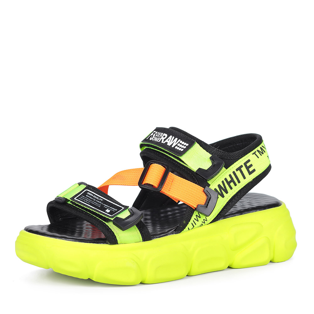 Черно-зеленые сандалии на утолщенной подошве Respect