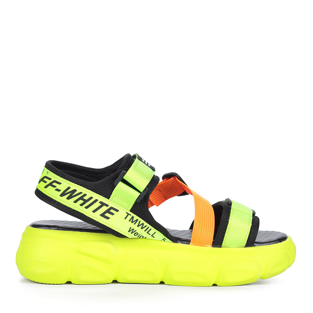 Черно-зеленые сандалии на утолщенной подошве Respect