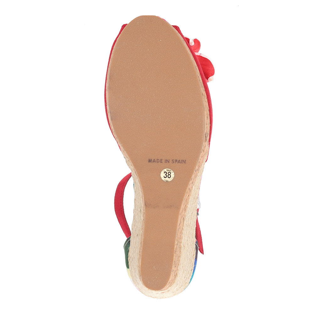 Красные босоножки на высокой танкетке Respect