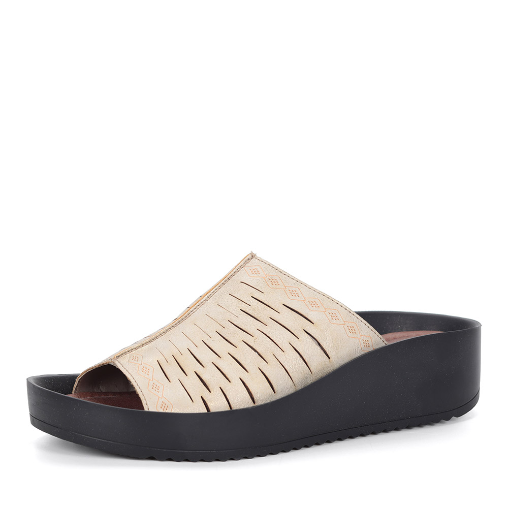 Золотистые сабо на массивной подошве Rieker