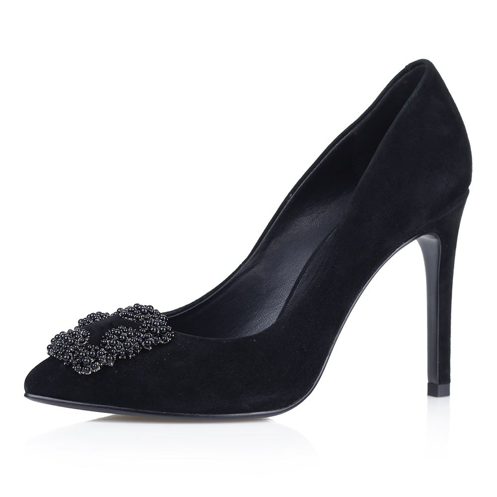 Туфли-лодочки из велюра в чёрном цвете Respect