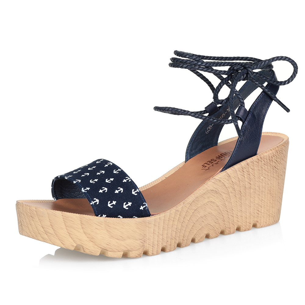 Синие босоножки на высокой платформе Respect