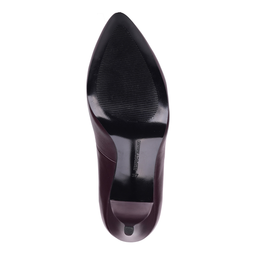 Бордовые туфли из кожи на шпильке Respect