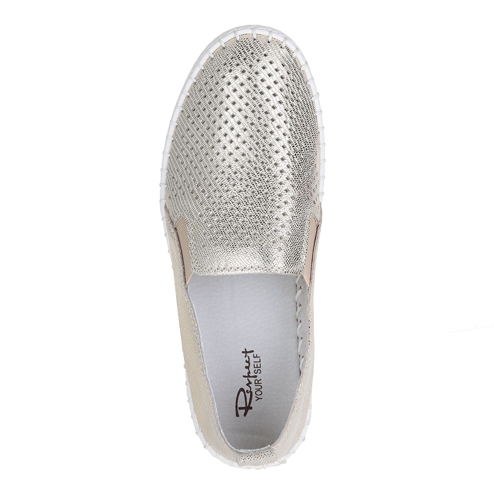 Золотистые слипоны из перфорированной кожи Respect