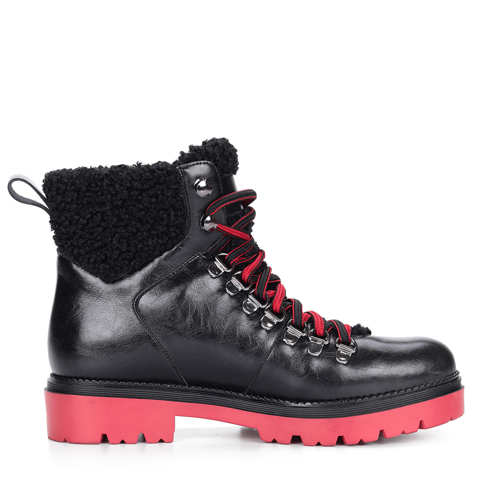 Черные кожаные ботинки на шерсти Respect