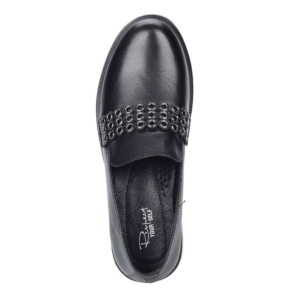 Черные лоферы с декором Respect