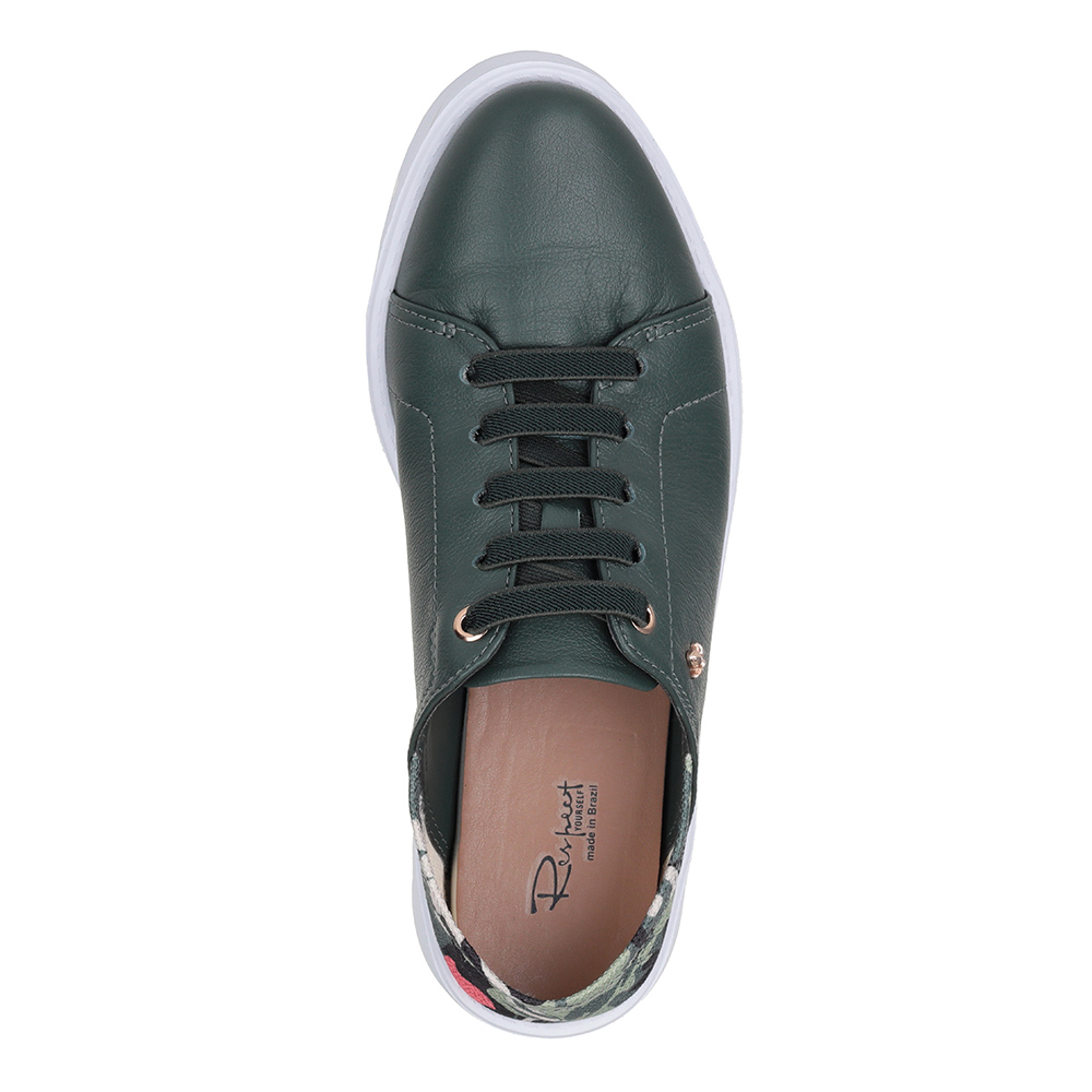 Темно-зеленые кеды с принтованной пяткой Respect