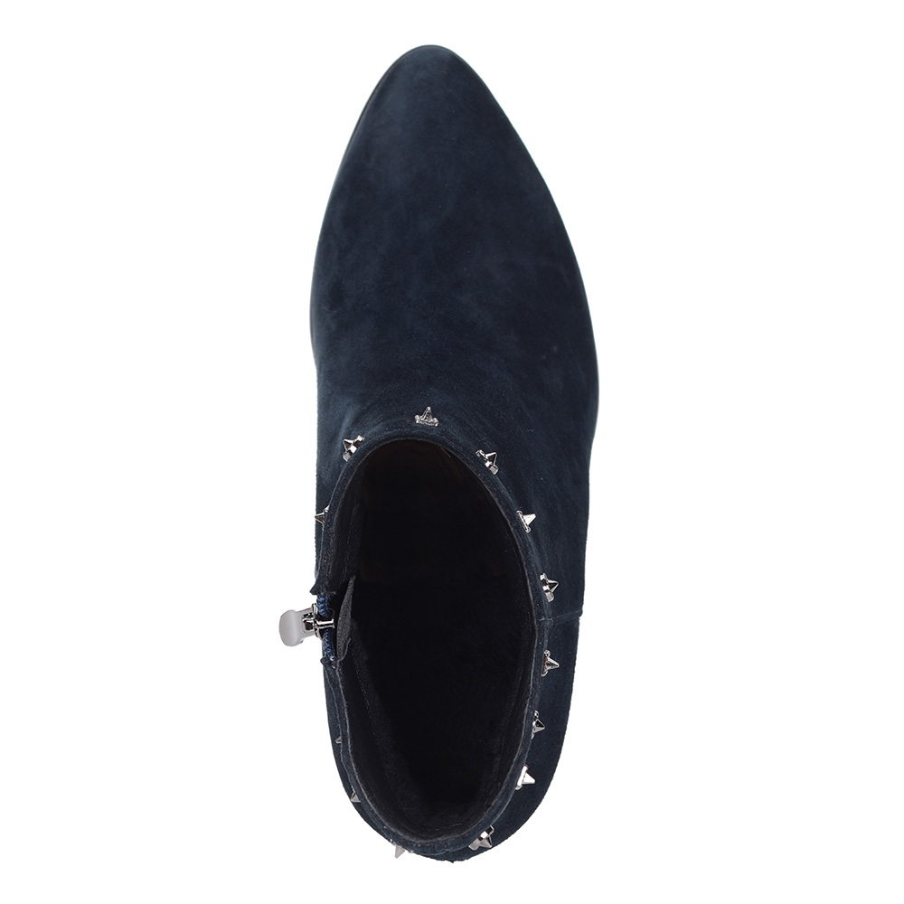 Синие ботильоны из велюра с декором Respect