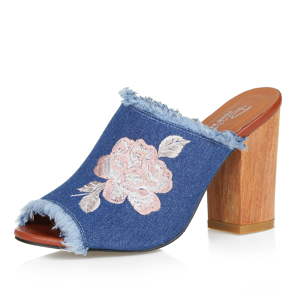 Мюли из джинсы на высоком каблуке Respect