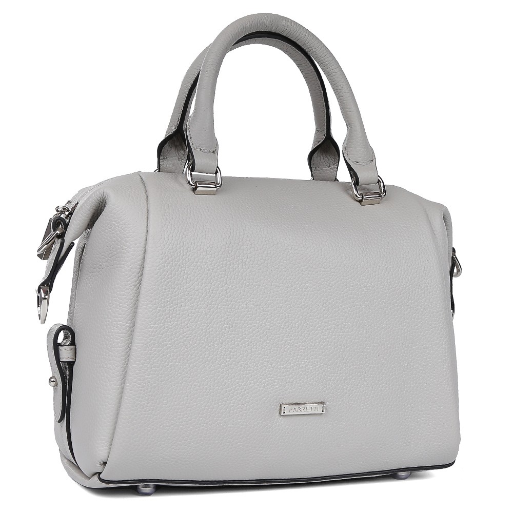 Серая сумка сэтчел из натуральной кожи с дополнительной ручкой Fabretti