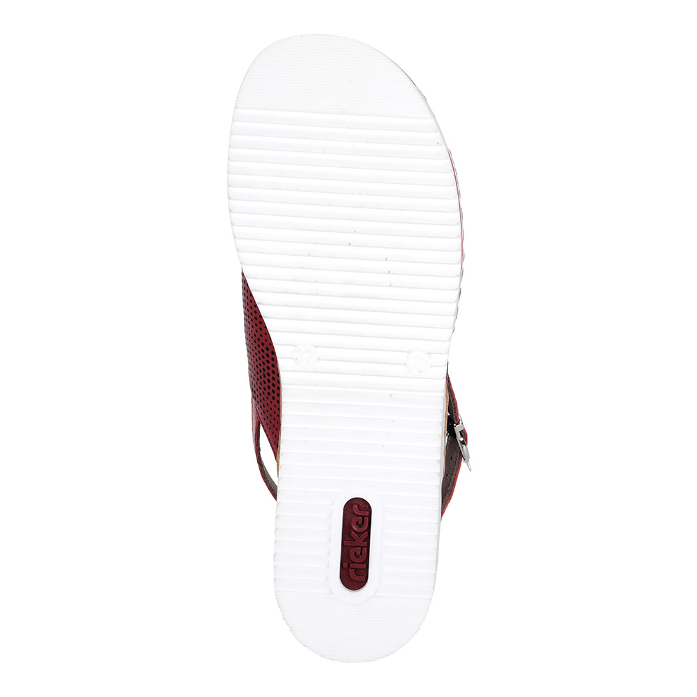 Бордовые сандалии из кожи на утолщенной подошве Rieker