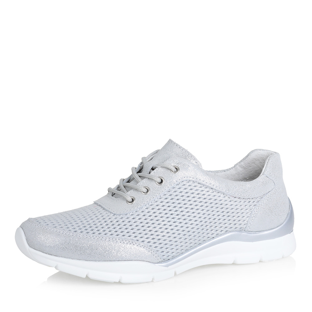 Серебристые кожаные кроссовки Respect