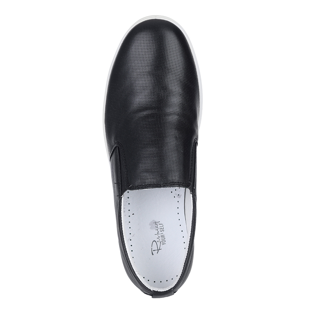 Черные кожаные слипоны на белой подошве Respect