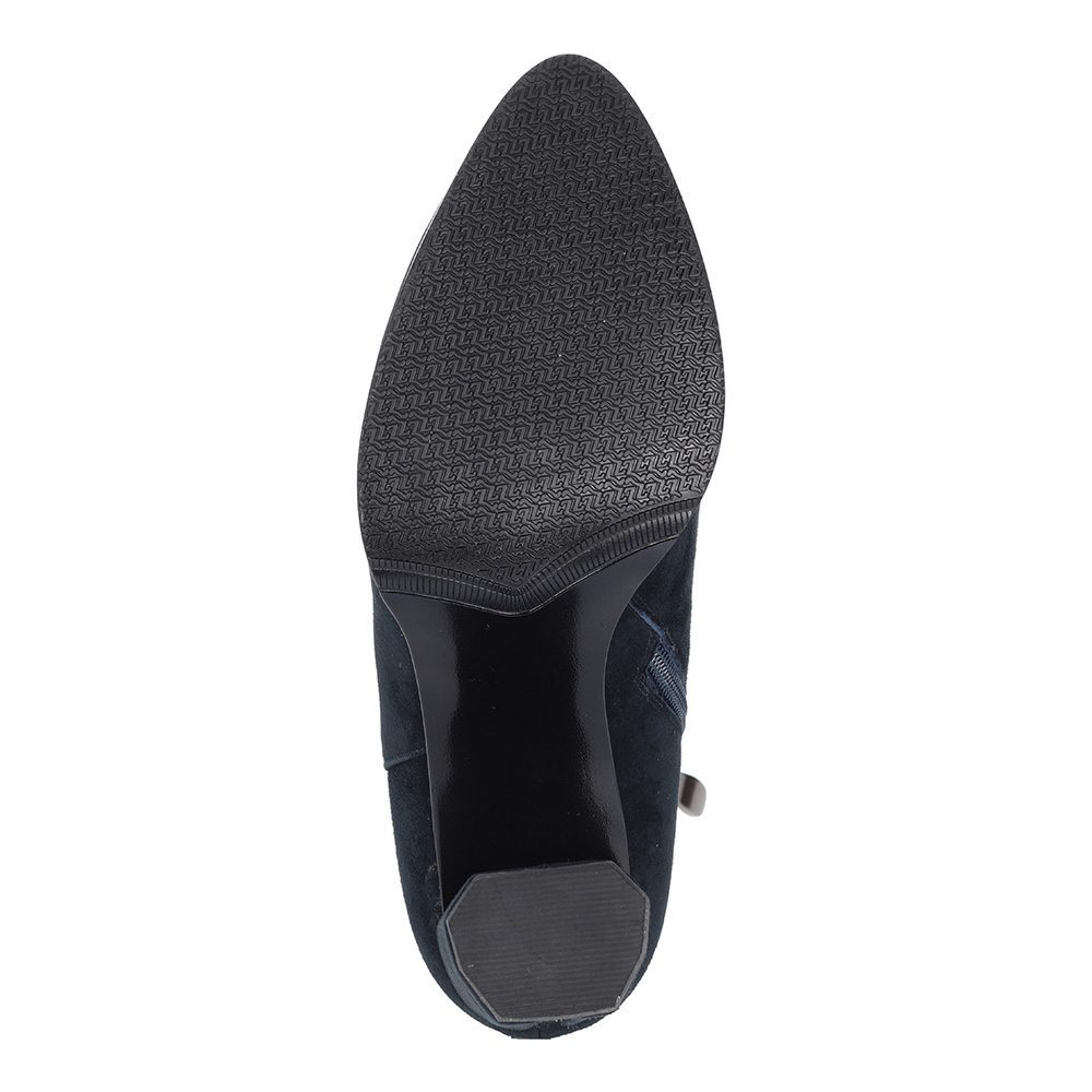 Синие ботильоны из велюра с декором Respect