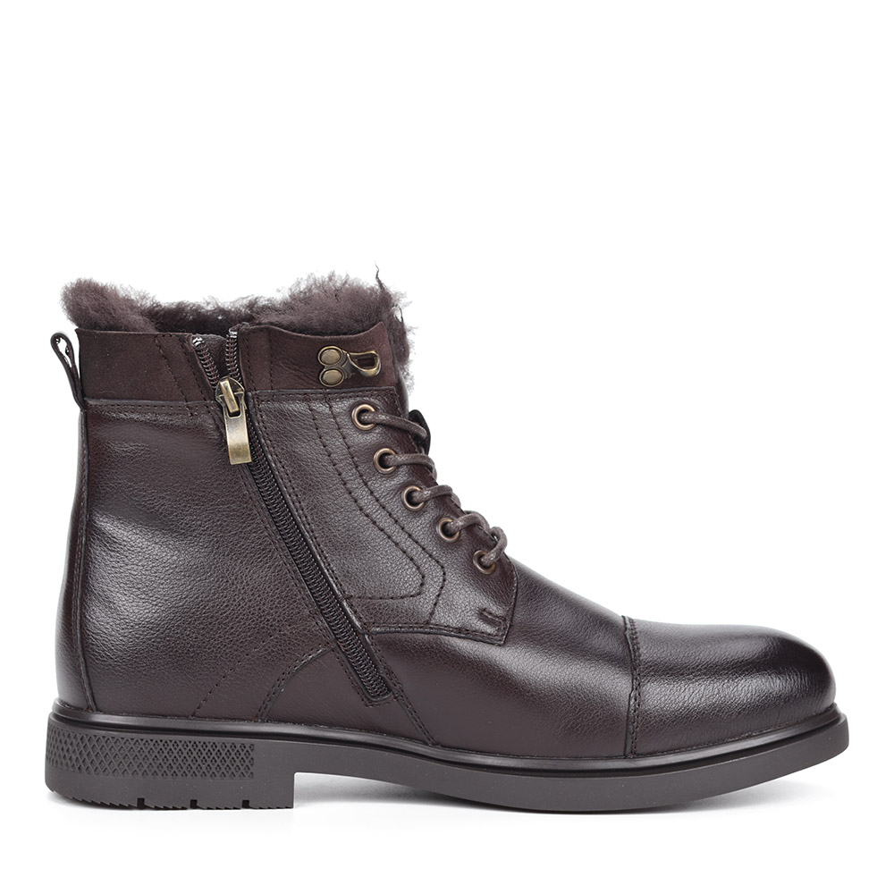 Коричневые ботинки из кожи на шнуровке Respect