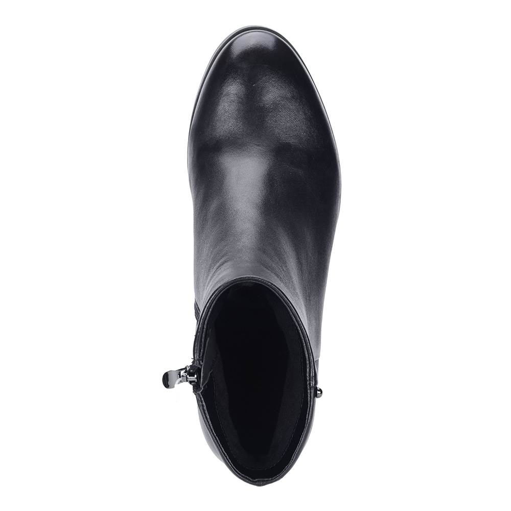 Черные кожаные ботильоны на устойчивом каблуке Respect