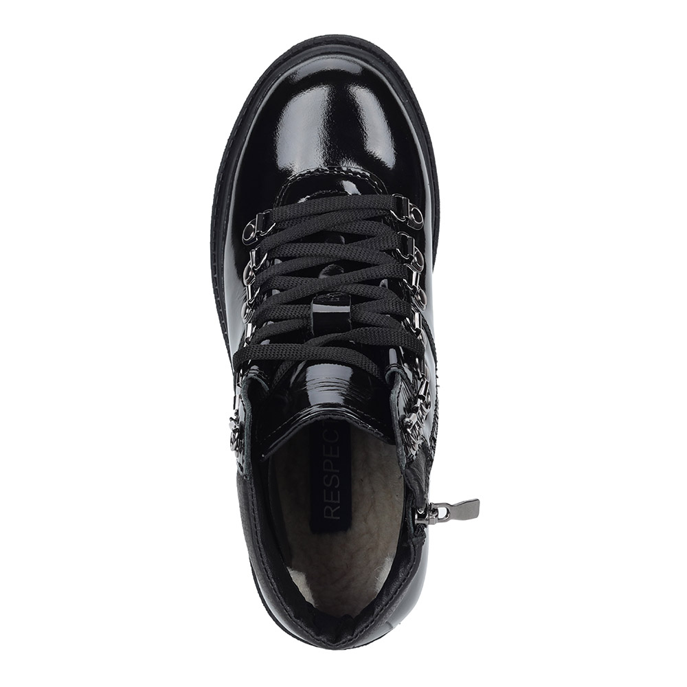 Черные лаковые ботинки на шнуровке Respect