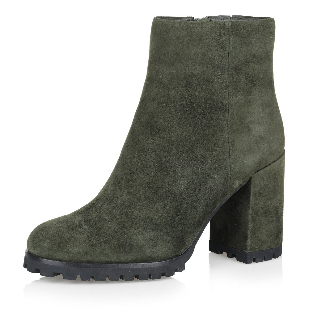 Зеленые ботильоны из велюра на меху Respect