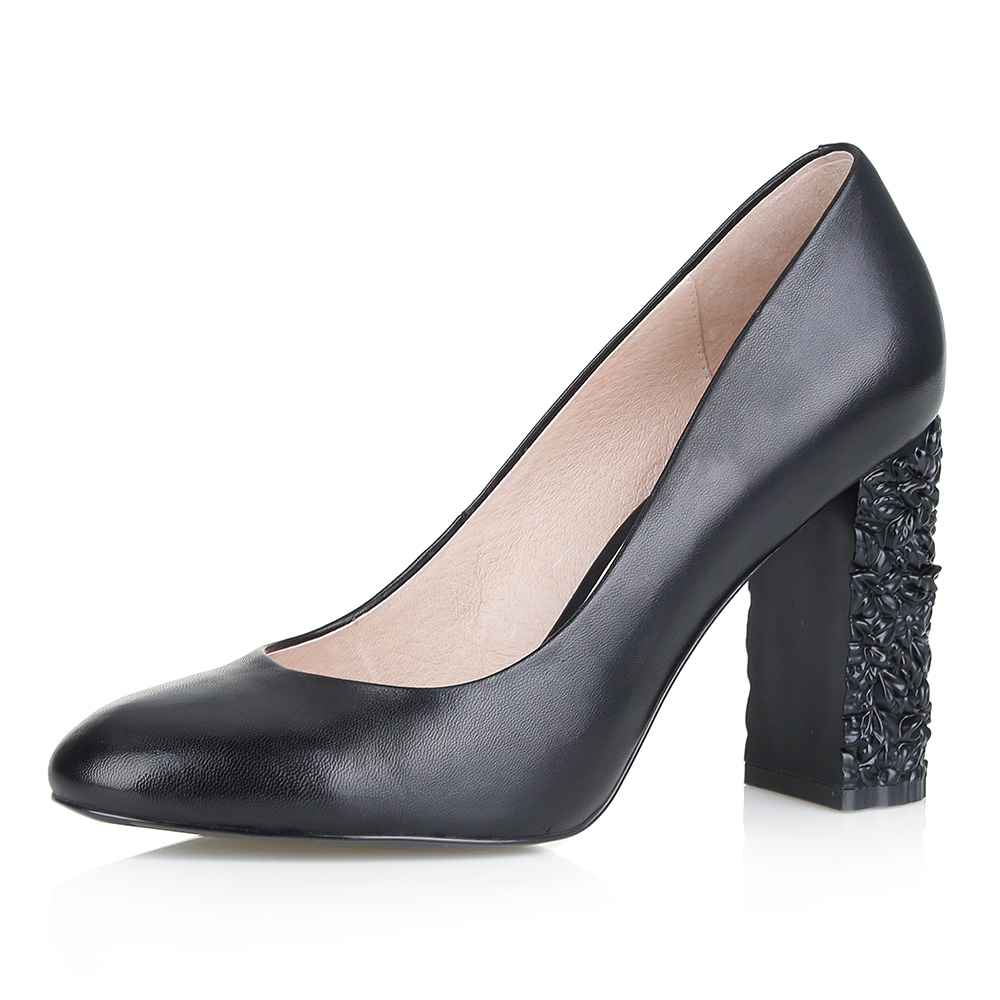 Черные лодочки на декорированном каблуке Respect