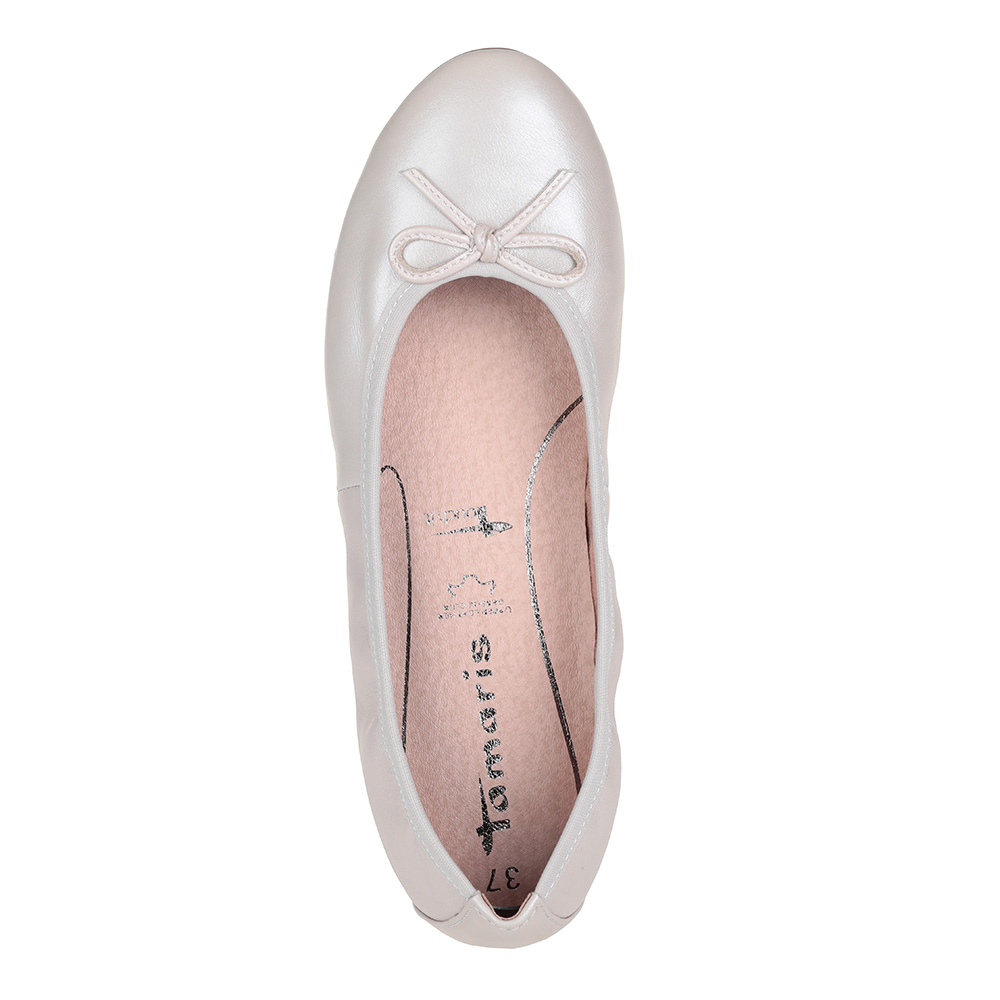 Серебристые балетки с бантиком Tamaris