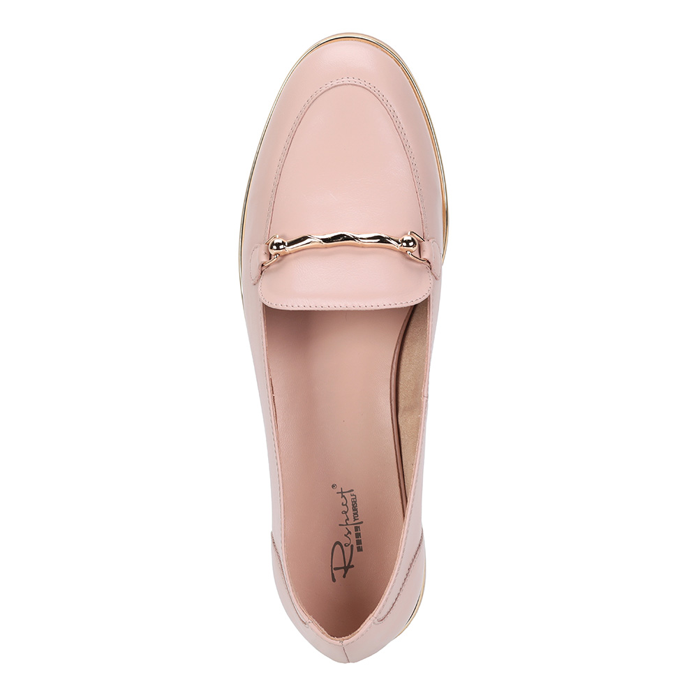 Светло-розовые кожаные лоферы Respect