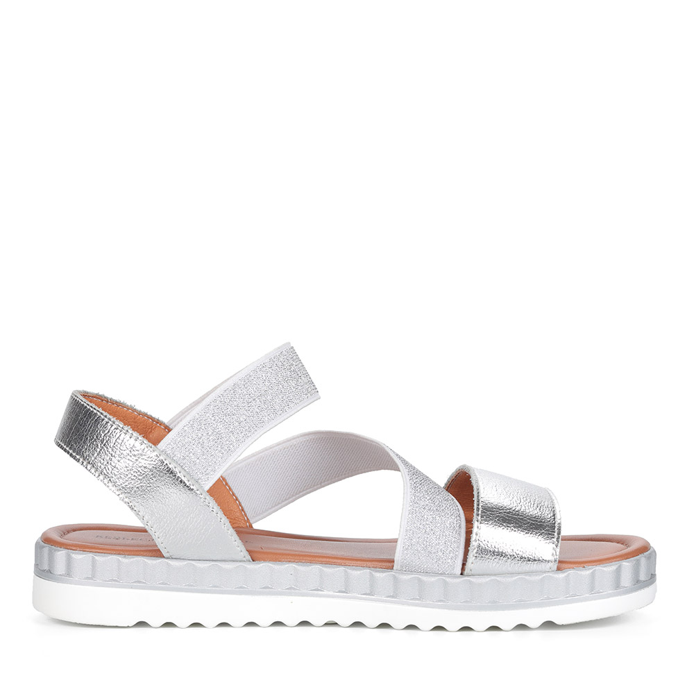 Комбинированные сандалии в серебряном цвете Respect