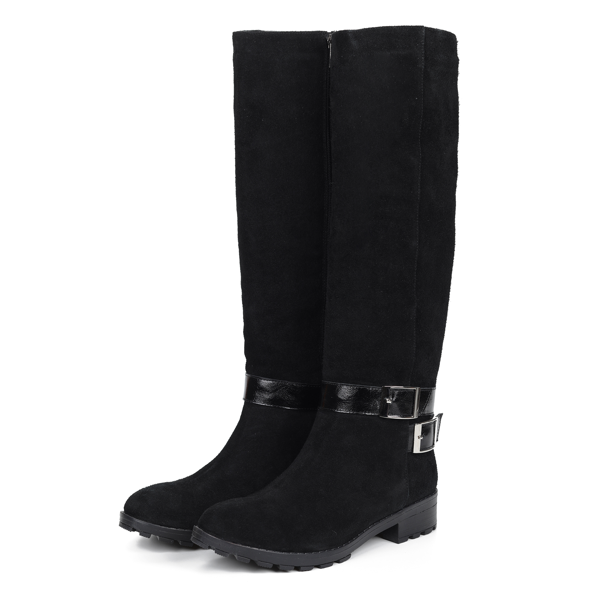 Черные сапоги с декоративными ремешками Respect