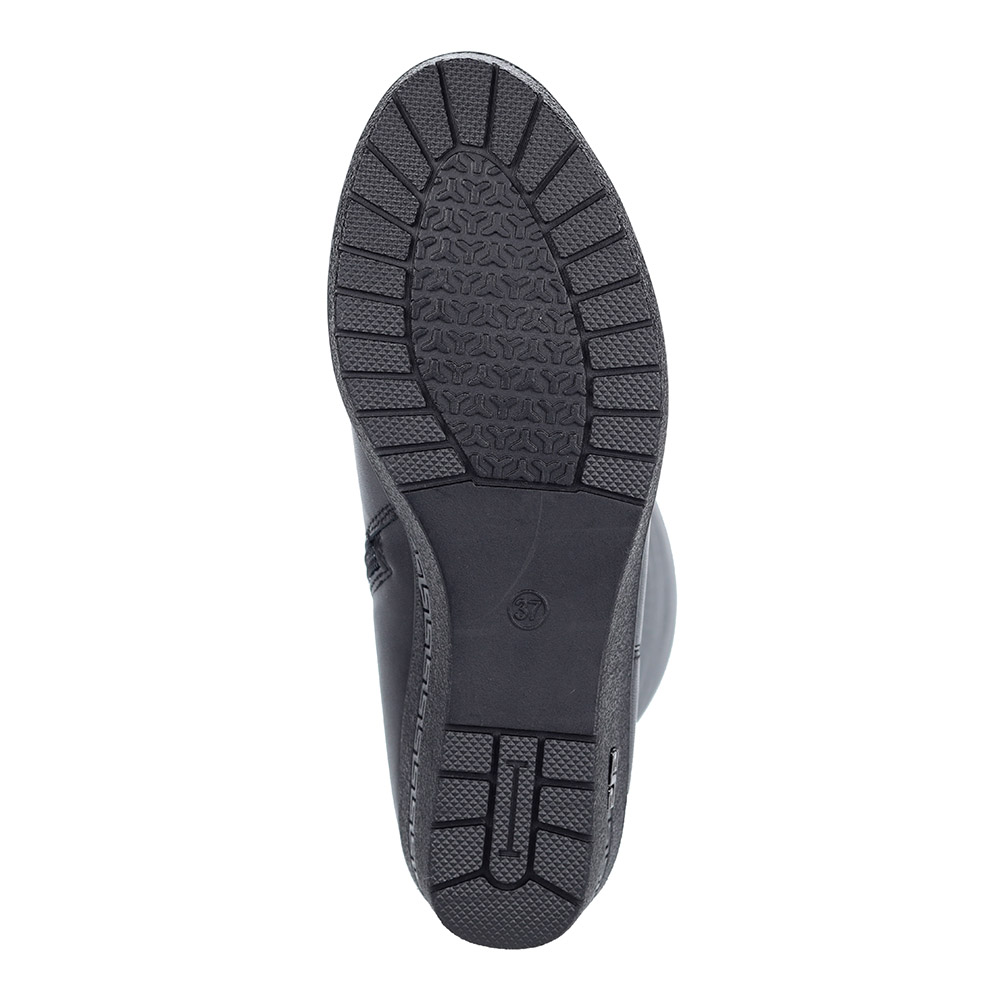 Черные сапоги из кожи на танкетке Respect