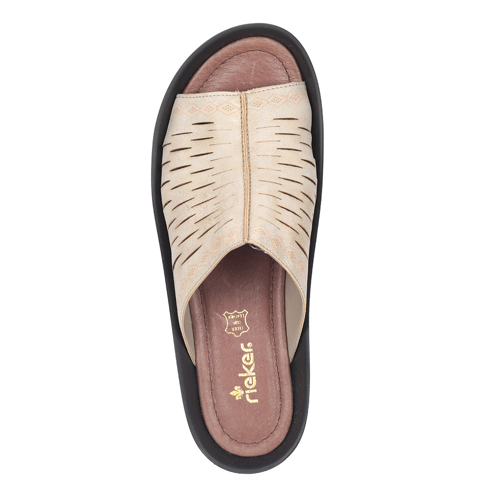 Золотистые сабо на массивной подошве Rieker