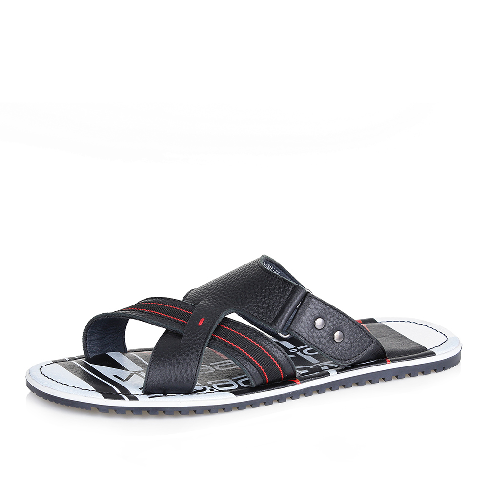 Черные кожаные шлепанцы Respect