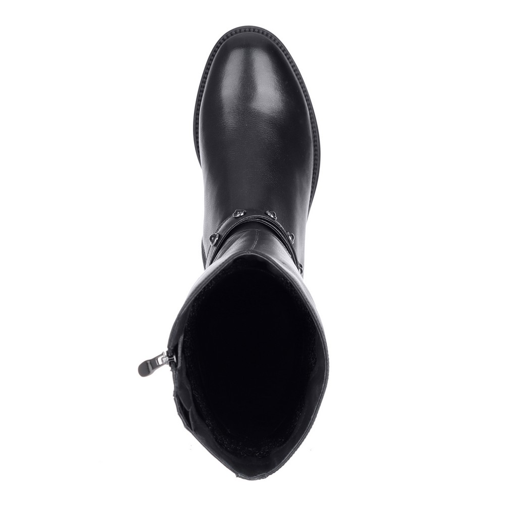 Черные кожаные сапоги с ремешком Respect