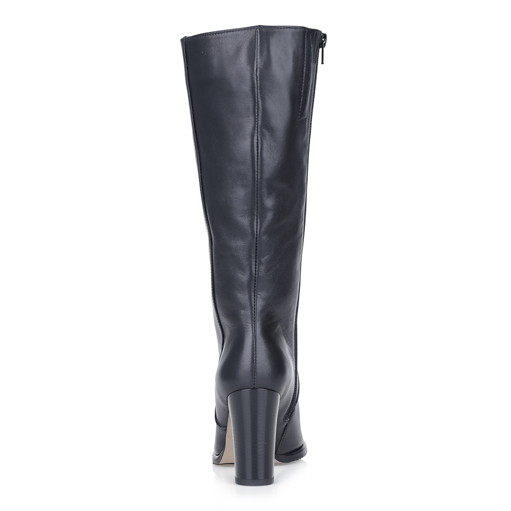 Черные кожаные сапоги на каблуке Respect