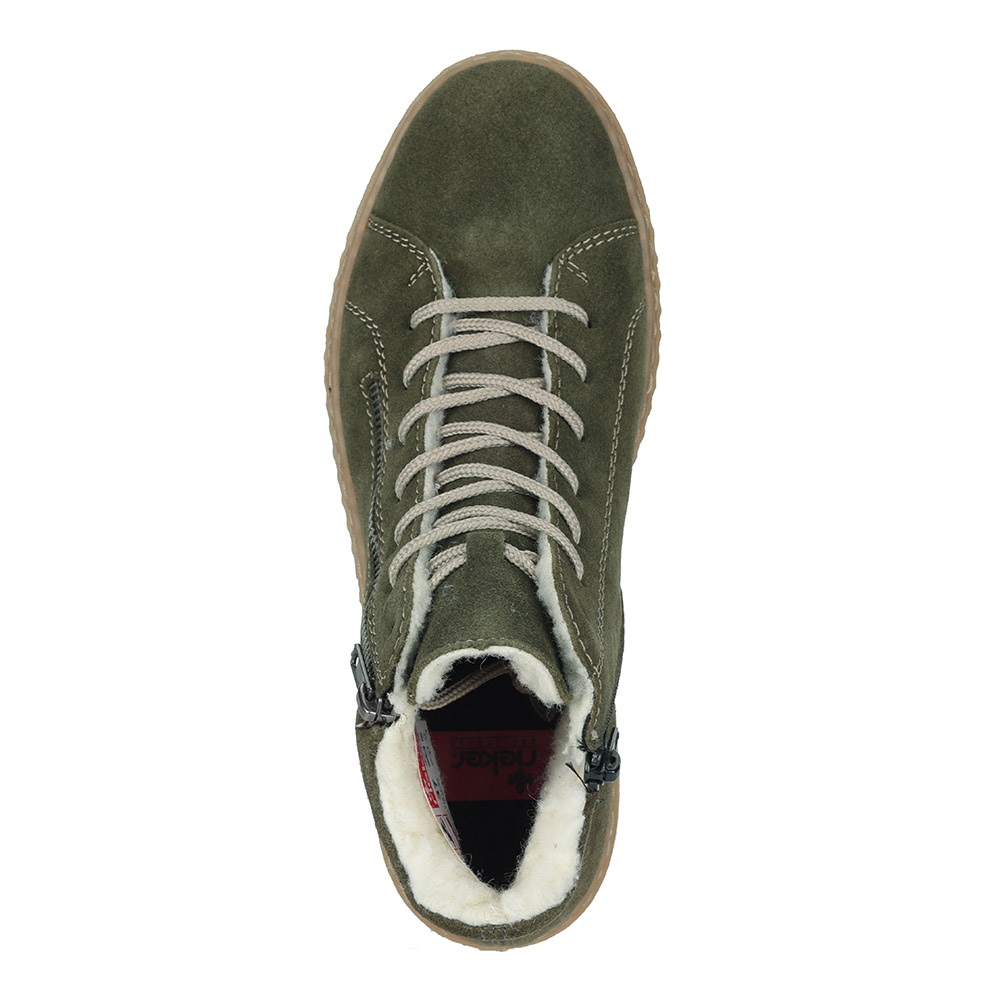 Зеленые комфортные ботинки на шерсти Rieker