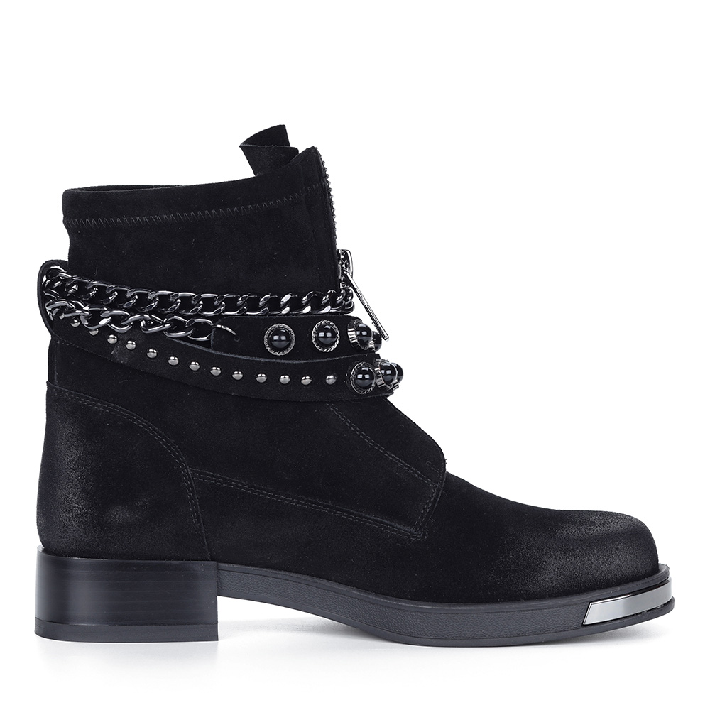 Черные ботинки из велюра с цепями Respect