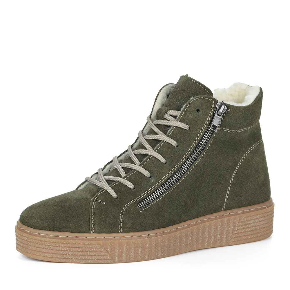 Зеленые комфортные ботинки на шерсти Rieker