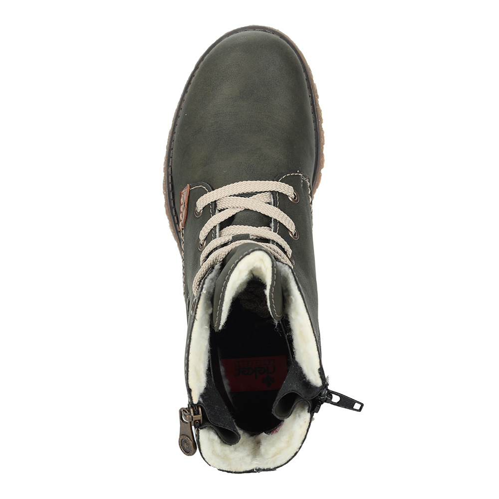 Зеленые ботинки на шерсти Rieker