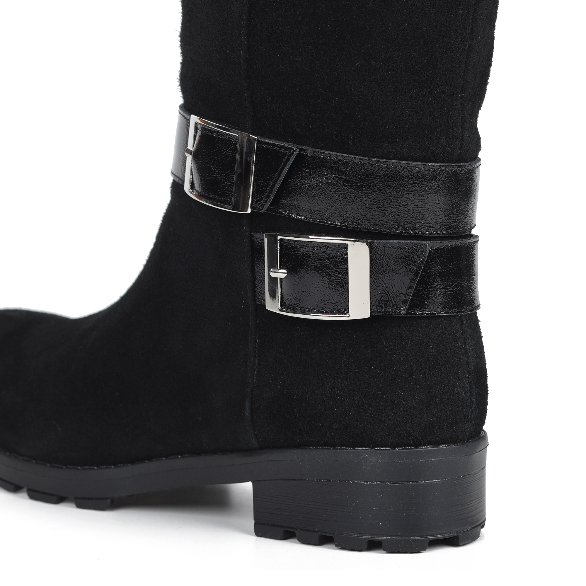 Черные сапоги с декоративными ремешками Respect