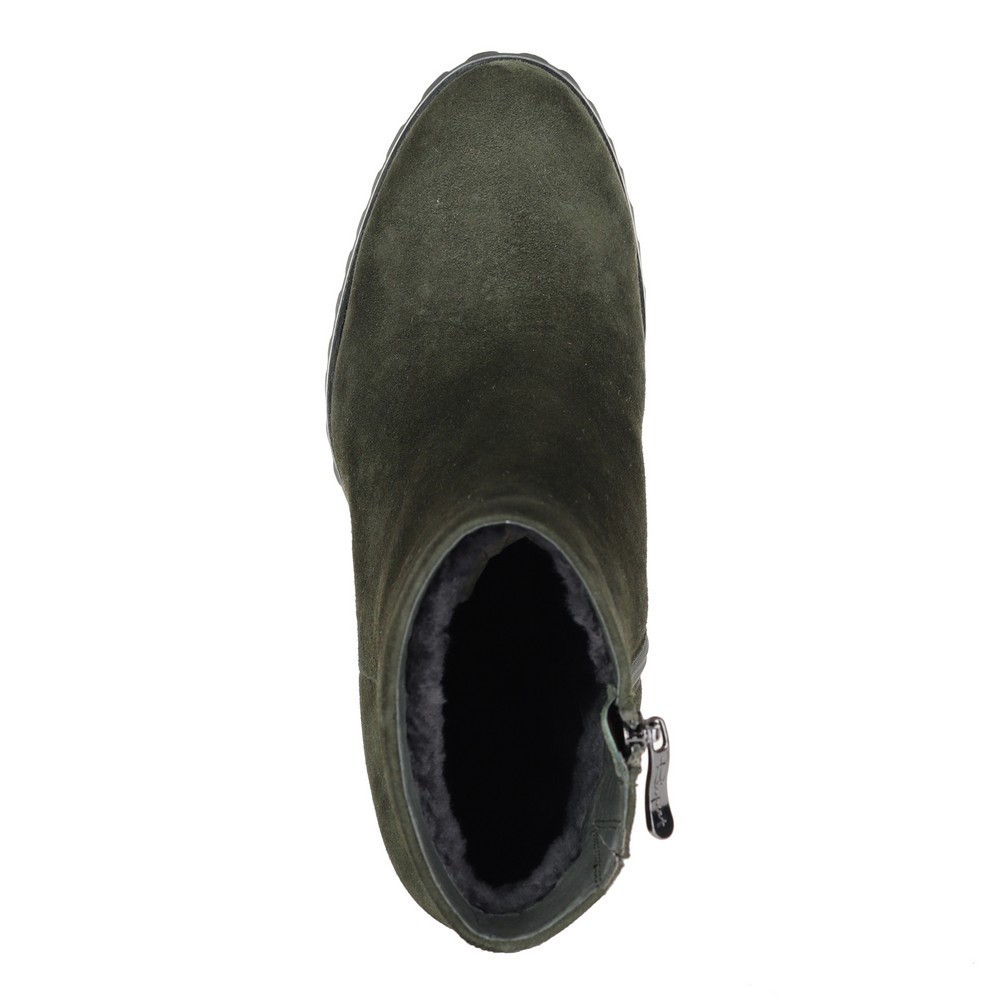 Зеленые ботильоны из велюра на меху Respect