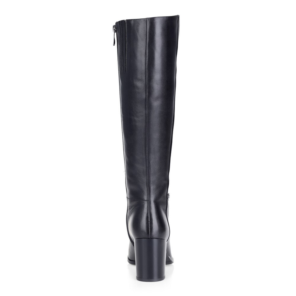 Кожаные сапоги на высоком устойчивом каблуке Respect