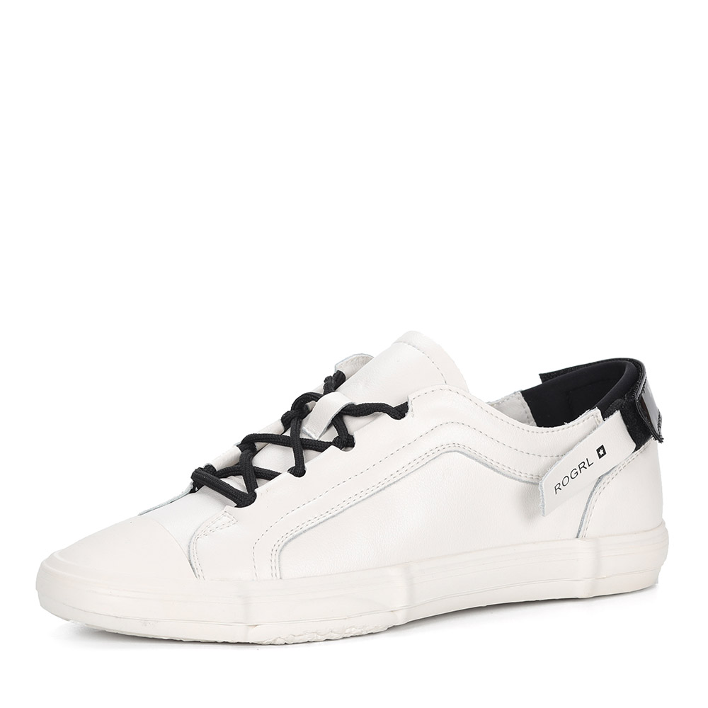 Белые кеды из кожи с черным декором Respect