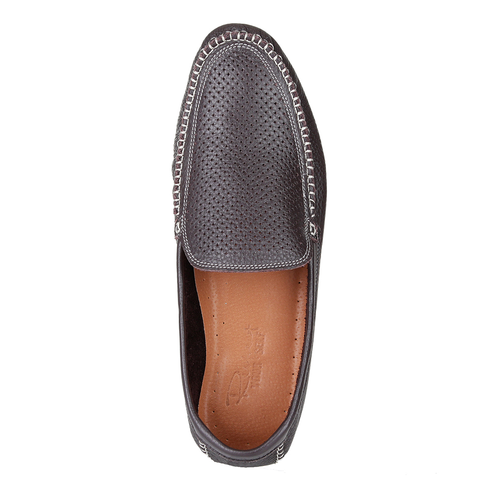 Мокасины с белым швом в коричневом цвете Respect