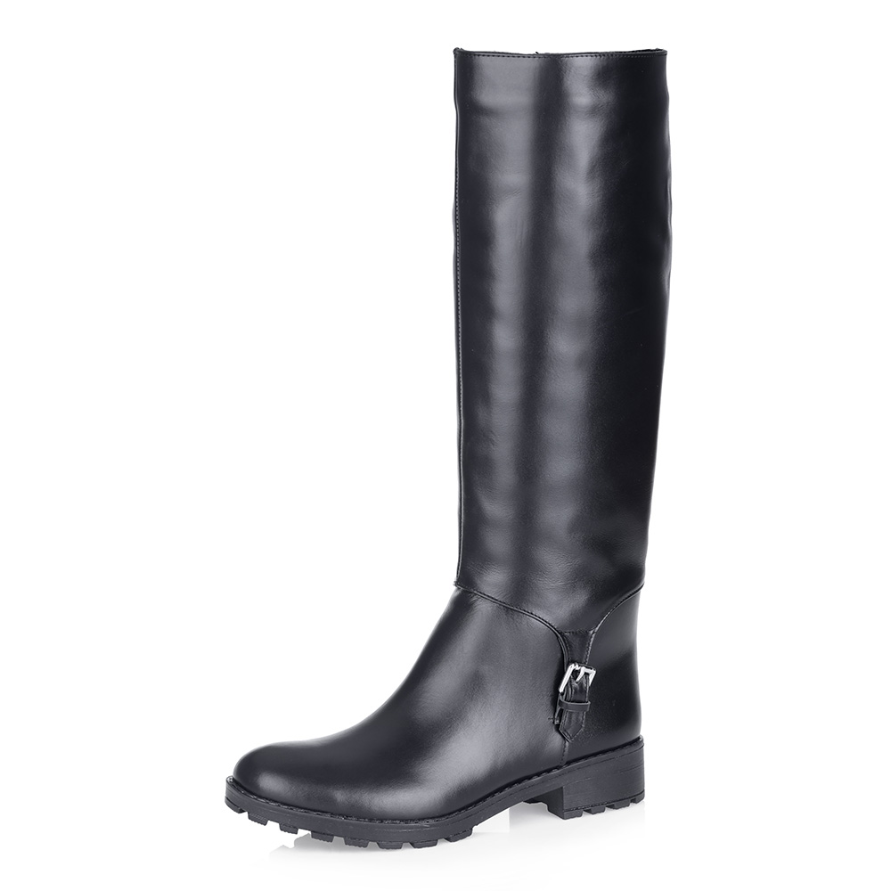 Черные сапоги из кожи на меху Respect