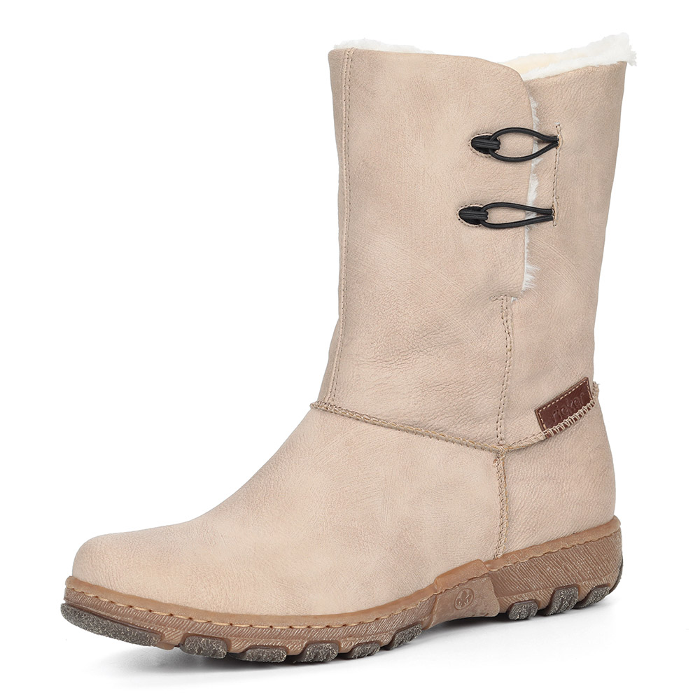 Бежевые комфортные сапоги на шерсти Rieker