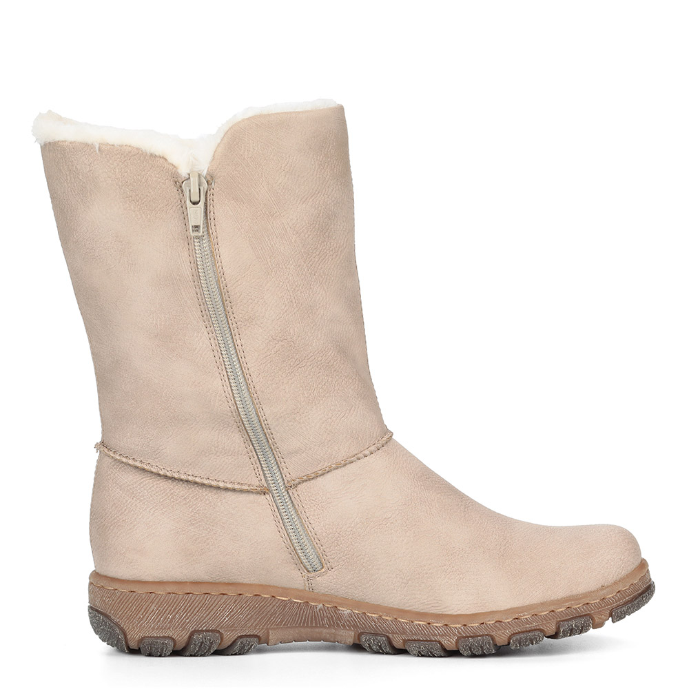 Бежевые комфортные сапоги на шерсти Rieker