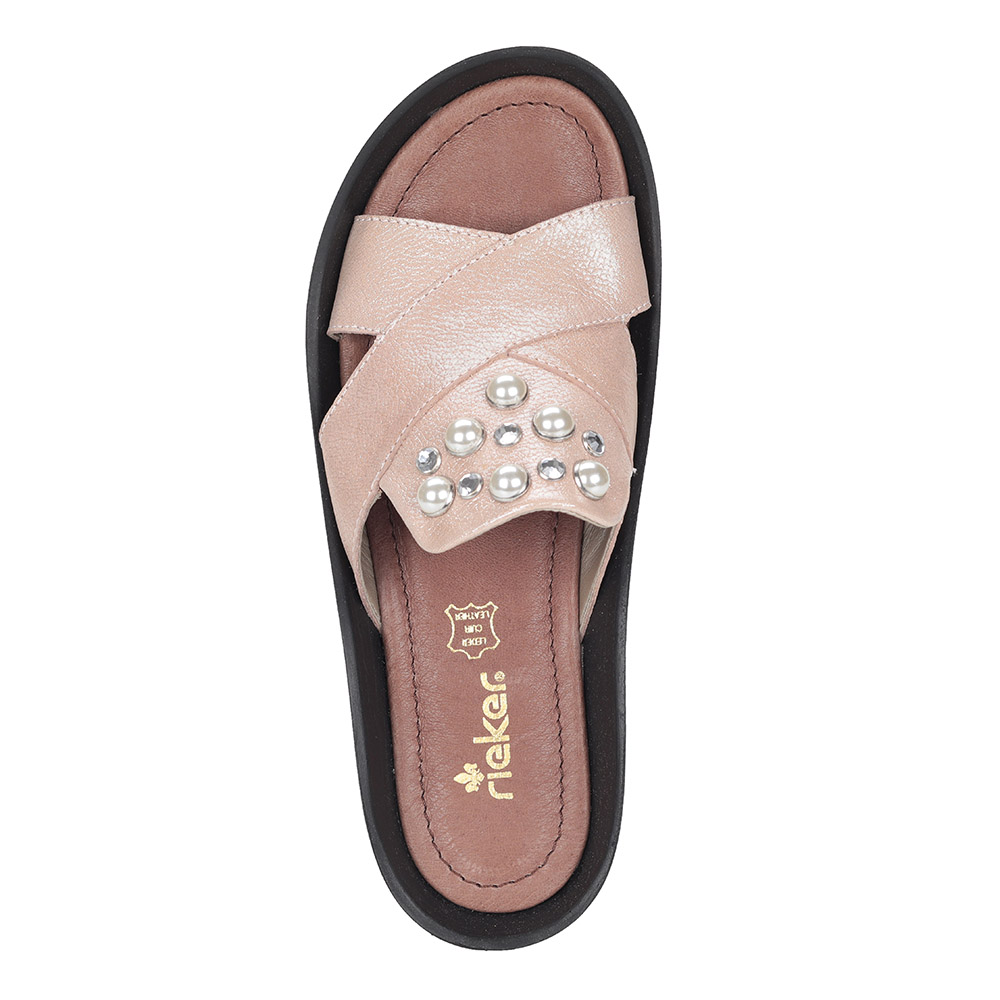 Розовые сабо на массивной подошве Rieker