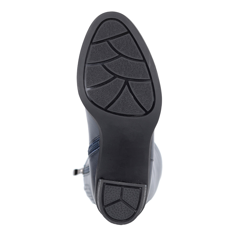 Синие кожаные сапоги на каблуке Respect