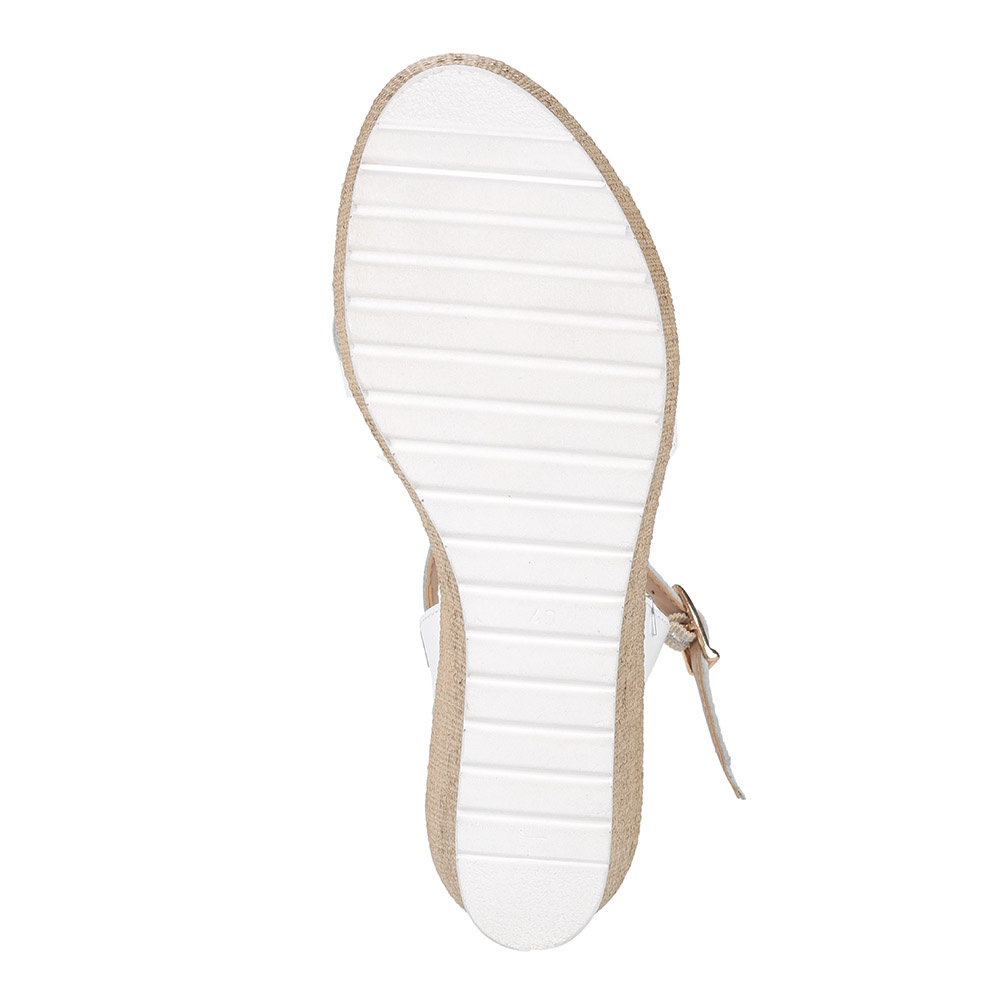 Белые босоножки на танкетке с бирюзовыми цветами Respect