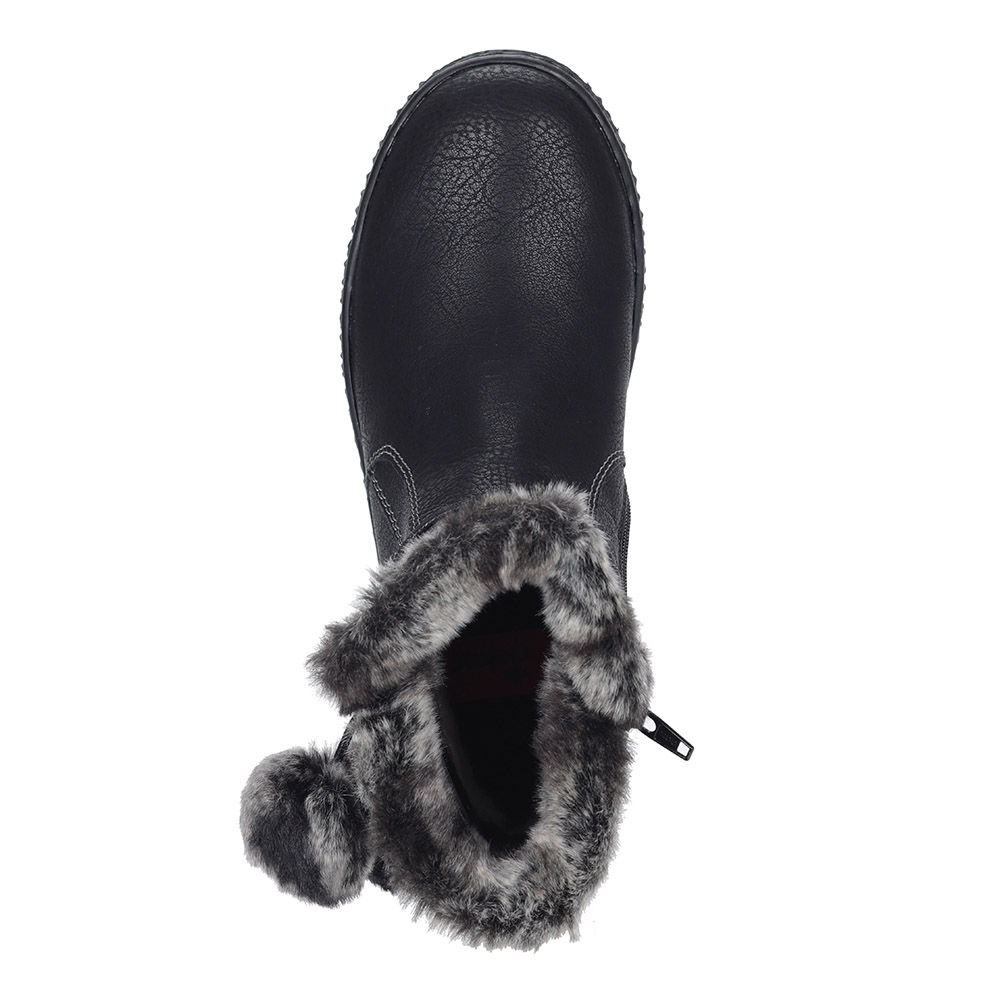 Черные полусапоги с меховым декором Rieker