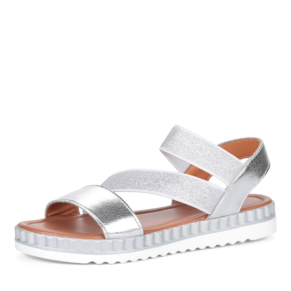 Комбинированные сандалии в серебряном цвете Respect
